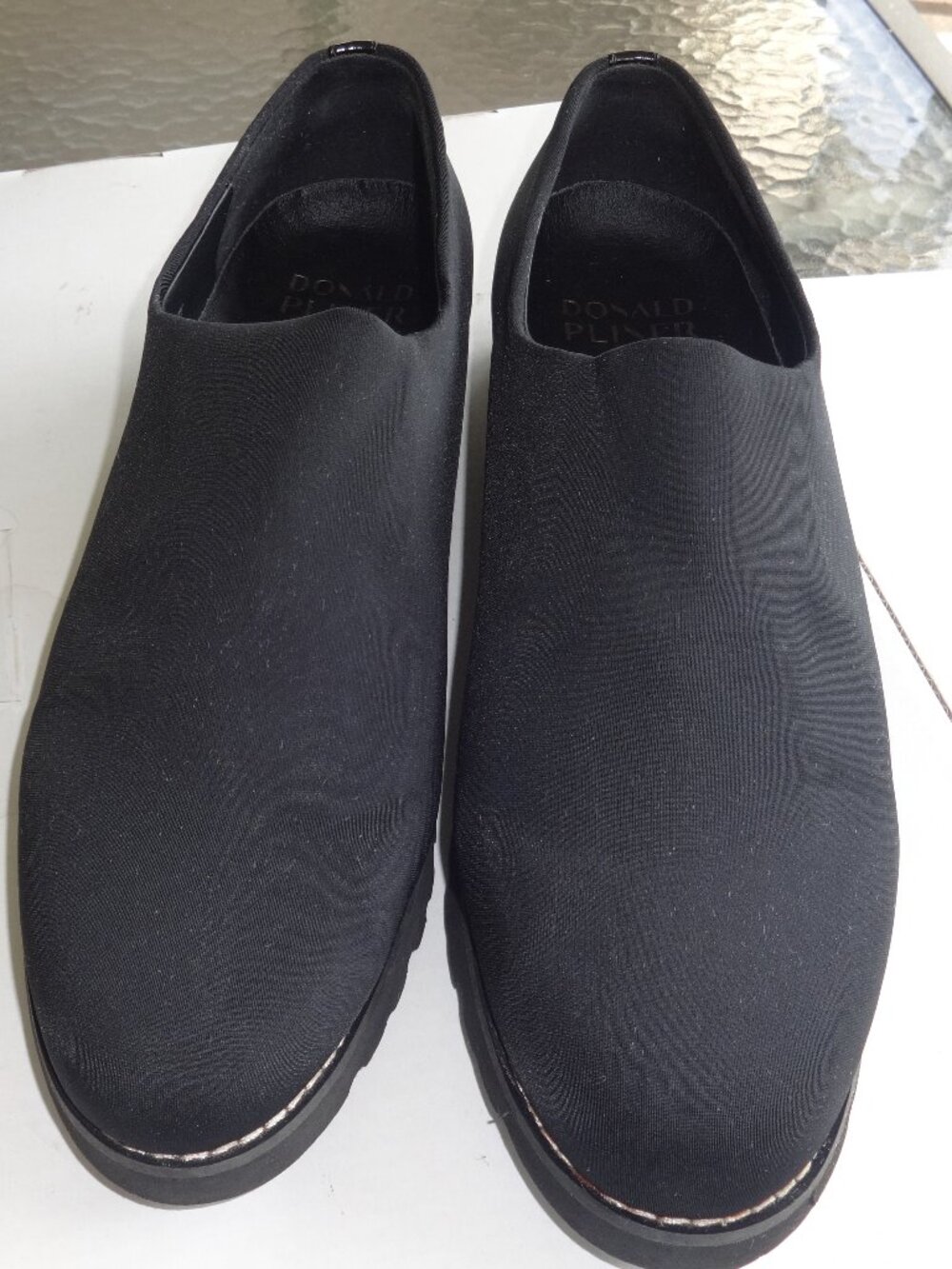 Donald Plimer women's black slip on shoes,size 10M, stretch crepe, padded insole